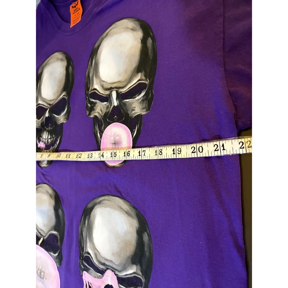 Unique Adult Unisex Happy Halloween Graphic‎ T-Shirt Skull Bubble Gum Purple XL